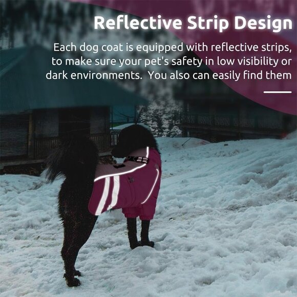 Dog Winter Jacket with Harness Waterproof Dog Snowsuit Reflective Turtleneck Dog - Picture 5 of 8